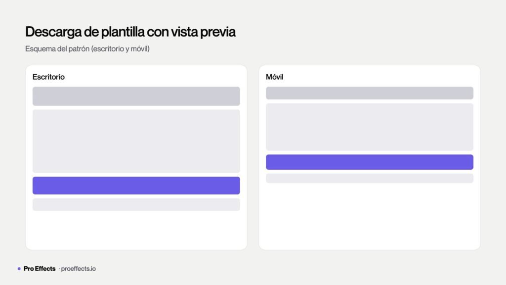Landing de descarga de plantilla con vista previa