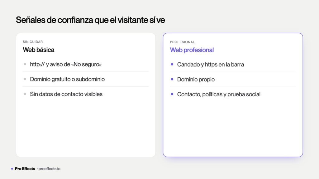 Candado SSL y https como señal de web profesional segura